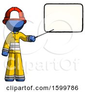 Poster, Art Print Of Blue Firefighter Fireman Man Giving Presentation In Front Of Dry-Erase Board