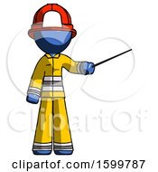 Poster, Art Print Of Blue Firefighter Fireman Man Teacher Or Conductor With Stick Or Baton Directing