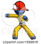 Blue Firefighter Fireman Man Martial Arts Punch Left