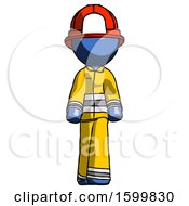 Poster, Art Print Of Blue Firefighter Fireman Man Walking Front View