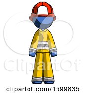 Poster, Art Print Of Blue Firefighter Fireman Man Standing Facing Forward