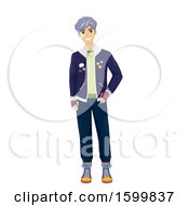 Poster, Art Print Of Teen Guy With Purple Hair Wearing A Kpop Outfit