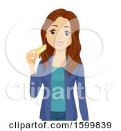Clipart Of A Teen Girl Eating Cheese Royalty Free Vector Illustration by BNP Design Studio
