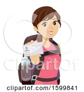 Poster, Art Print Of Teen Girl Traveler Wearing A Backpack And Showing Her Drivers License