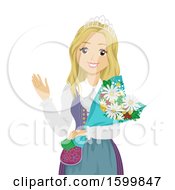 Clipart Of A Teen Sweden Festival Queen Girl Wearing A Crown And Holding Flowers Royalty Free Vector Illustration by BNP Design Studio
