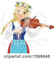 Poster, Art Print Of Swedish Teen Girl Playing A Fiddle During Midsummer Festival