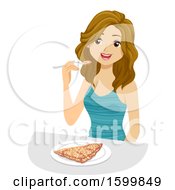 Clipart Of A Teen Girl Eating A Swedish Pancake Royalty Free Vector Illustration