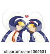 Clipart Of A Teen Couple Wearing Penguin Costumes And Forming A Heart Royalty Free Vector Illustration