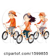 Poster, Art Print Of Group Of Teenagers Dressed In Orange Riding Bikes On Kings Day