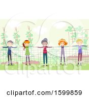 Poster, Art Print Of Group Of Teenagers Forming A Human Fence In A Garden