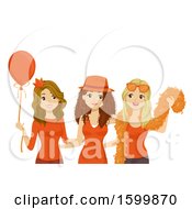 Poster, Art Print Of Group Of Teen Girls Wearing Orange And Celebrating Kings Day