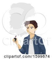 Clipart Of A  Teen Guy Smoking An E Cigarette Royalty Free Vector Illustration