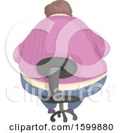 Poster, Art Print Of Rear View Of A Fat Teen Guy Sitting In An Office Chair