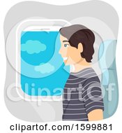 Poster, Art Print Of Teen Guy Sitting In An Airplane Window Seat
