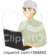 Poster, Art Print Of Teen Muslim Guy Using A Laptop