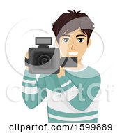 Poster, Art Print Of Teen Guy Filming With A Video Camera