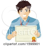 Poster, Art Print Of Teenage Guy Intern Holding A Certificate
