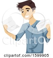 Poster, Art Print Of Teenage Guy Reading An Intern Acceptance Letter