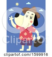 Poster, Art Print Of Traveling Dog Wearing A Hawaiian Shirt And Waving