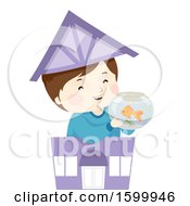 Poster, Art Print Of Happy Boy Holding A Fish Bowl In A Toy Pet Shop