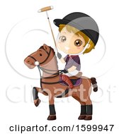 Poster, Art Print Of Blond White Boy Playing Polo On Horseback