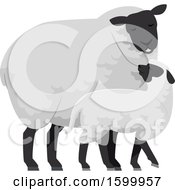 Clipart Of A Mother Ewe And Baby Lamb Sheep Royalty Free Vector Illustration