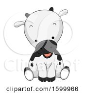 Clipart Of A Cute Cow Sitting Royalty Free Vector Illustration