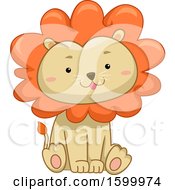 Clipart Of A Cute Sitting Male Lion Royalty Free Vector Illustration