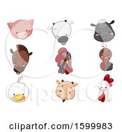 Clipart Of Farm Animal Faces Royalty Free Vector Illustration