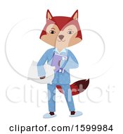Poster, Art Print Of Fox In Pjs Holding A Pillow And Book