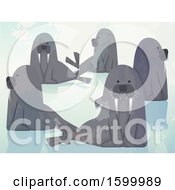 Clipart Of A Group Or Herd Of Walrus Royalty Free Vector Illustration by BNP Design Studio