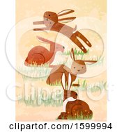 Clipart Of A Drove Group Of Rabbits Royalty Free Vector Illustration