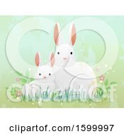 Clipart Of A Mother Doe And Baby Rabbit Royalty Free Vector Illustration