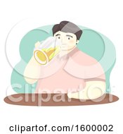 Poster, Art Print Of Chubby Man Drinking Beer From A Mug