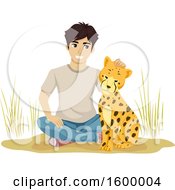 Poster, Art Print Of Young Man Sitting With A Cheetah