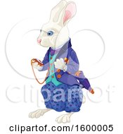 Poster, Art Print Of White Rabbit Of Wonderland Looking At A Watch