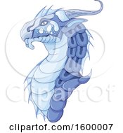 Clipart Of A Blue Dragon Head Royalty Free Vector Illustration