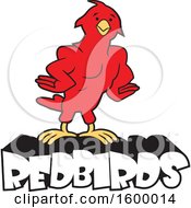 Poster, Art Print Of Muscular Bird School Mascot Over Redbirds Text