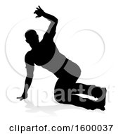 Clipart Of A Silhouetted Male Dancer With A Reflection Or Shadow On A White Background Royalty Free Vector Illustration