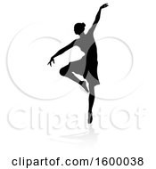 Clipart Of A Silhouetted Ballerina Dancing With A Reflection Or Shadow On A White Background Royalty Free Vector Illustration by AtStockIllustration