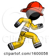 Poster, Art Print Of Black Firefighter Fireman Man Running Fast Right