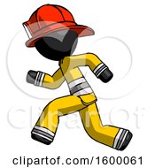 Poster, Art Print Of Black Firefighter Fireman Man Running Fast Left