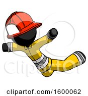 Poster, Art Print Of Black Firefighter Fireman Man Skydiving Or Falling To Death