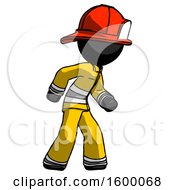 Poster, Art Print Of Black Firefighter Fireman Man Suspense Action Pose Facing Right