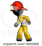 Poster, Art Print Of Black Firefighter Fireman Man Suspense Action Pose Facing Left