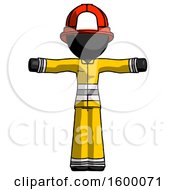 Poster, Art Print Of Black Firefighter Fireman Man T-Pose Arms Up Standing