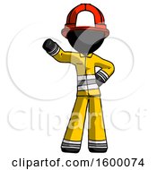 Poster, Art Print Of Black Firefighter Fireman Man Waving Right Arm With Hand On Hip