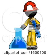 Poster, Art Print Of Black Firefighter Fireman Man Holding Test Tube Beside Beaker Or Flask