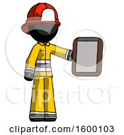Poster, Art Print Of Black Firefighter Fireman Man Showing Clipboard To Viewer