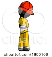 Poster, Art Print Of Black Firefighter Fireman Man Thinking Wondering Or Pondering Rear View